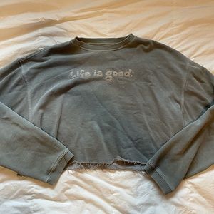 Cropped “Life is good” crewneck | cropped crewneck | Oversized cropped crewneck